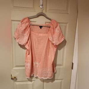 Talbots top with eyelet detail